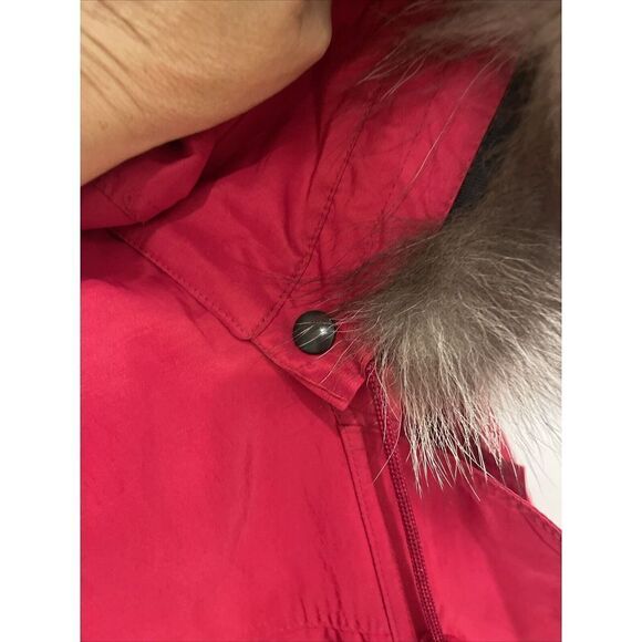 Women's Coat, Forecaster Of Boston size M Quilted Detachable Faux Fur Hood Red - Picture 7 of 7